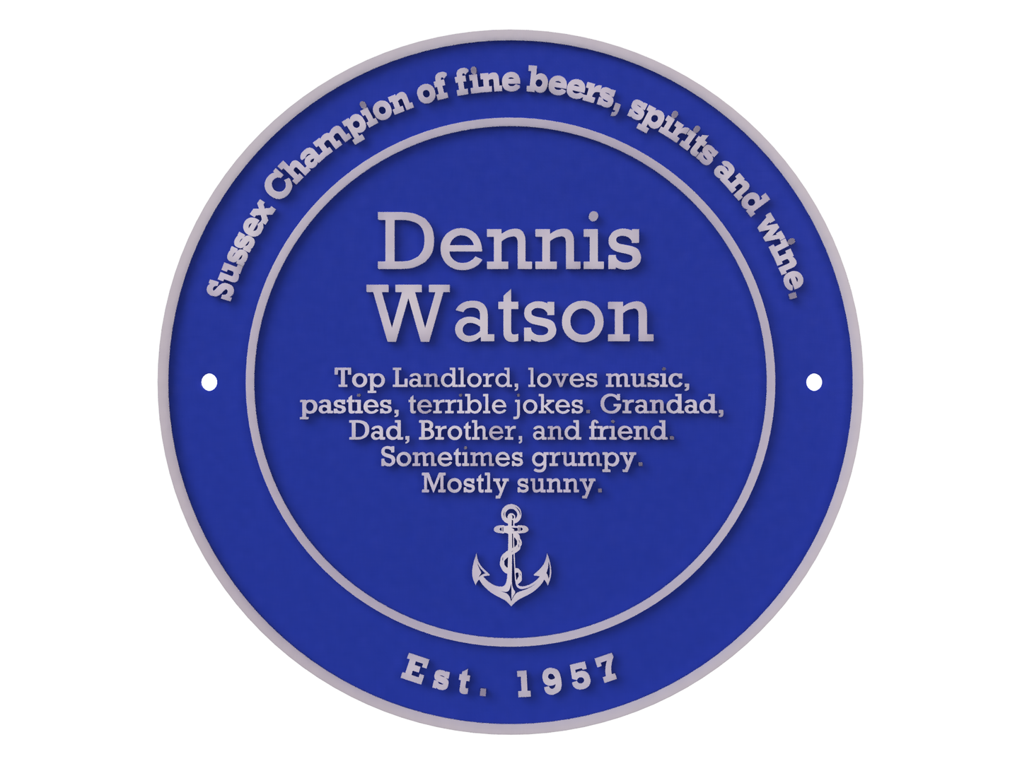 Blue English 3D Plaque - The Floyd Layout