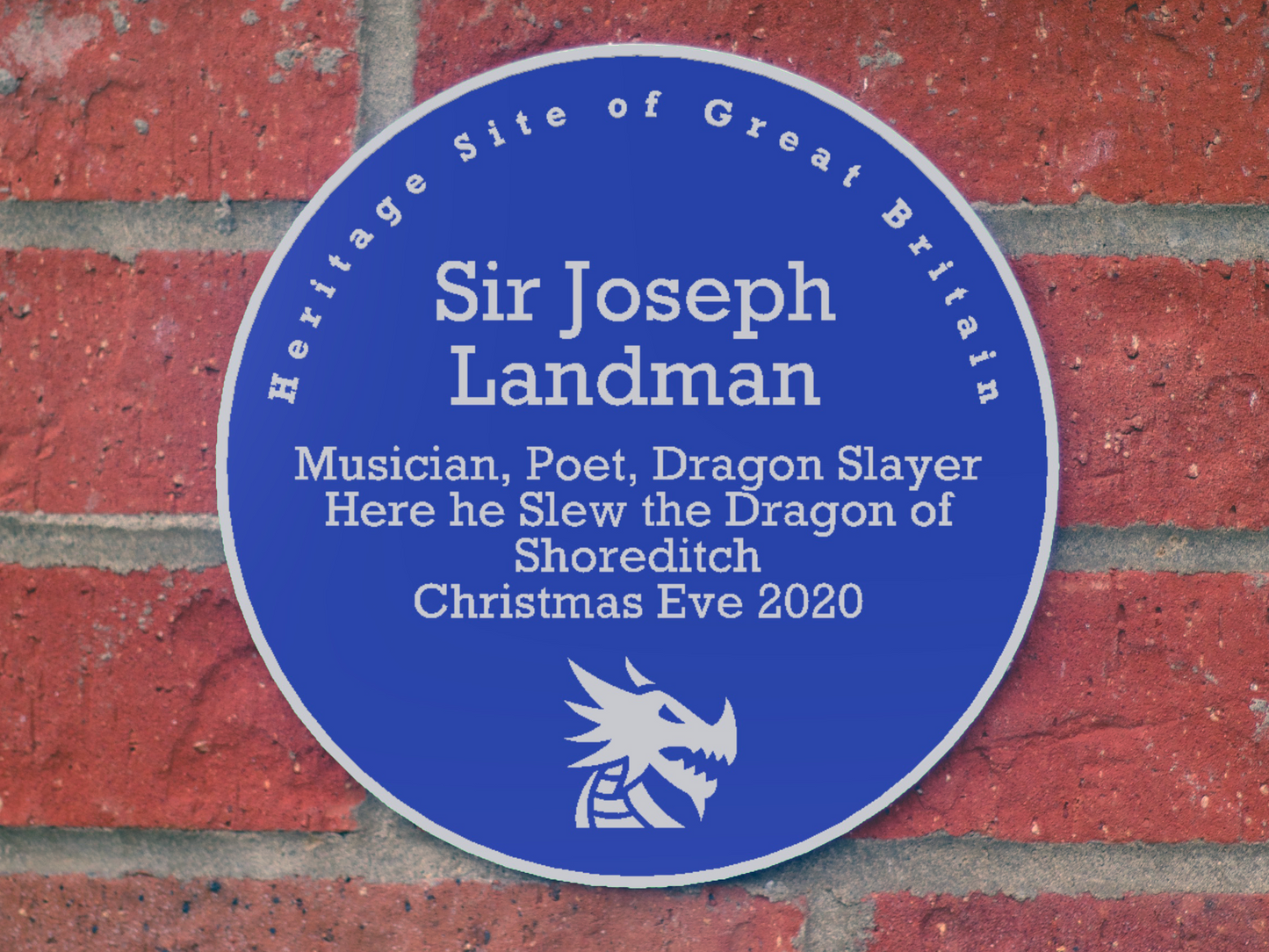 Custom National Heritage Blue Plaque Replica - The Landman