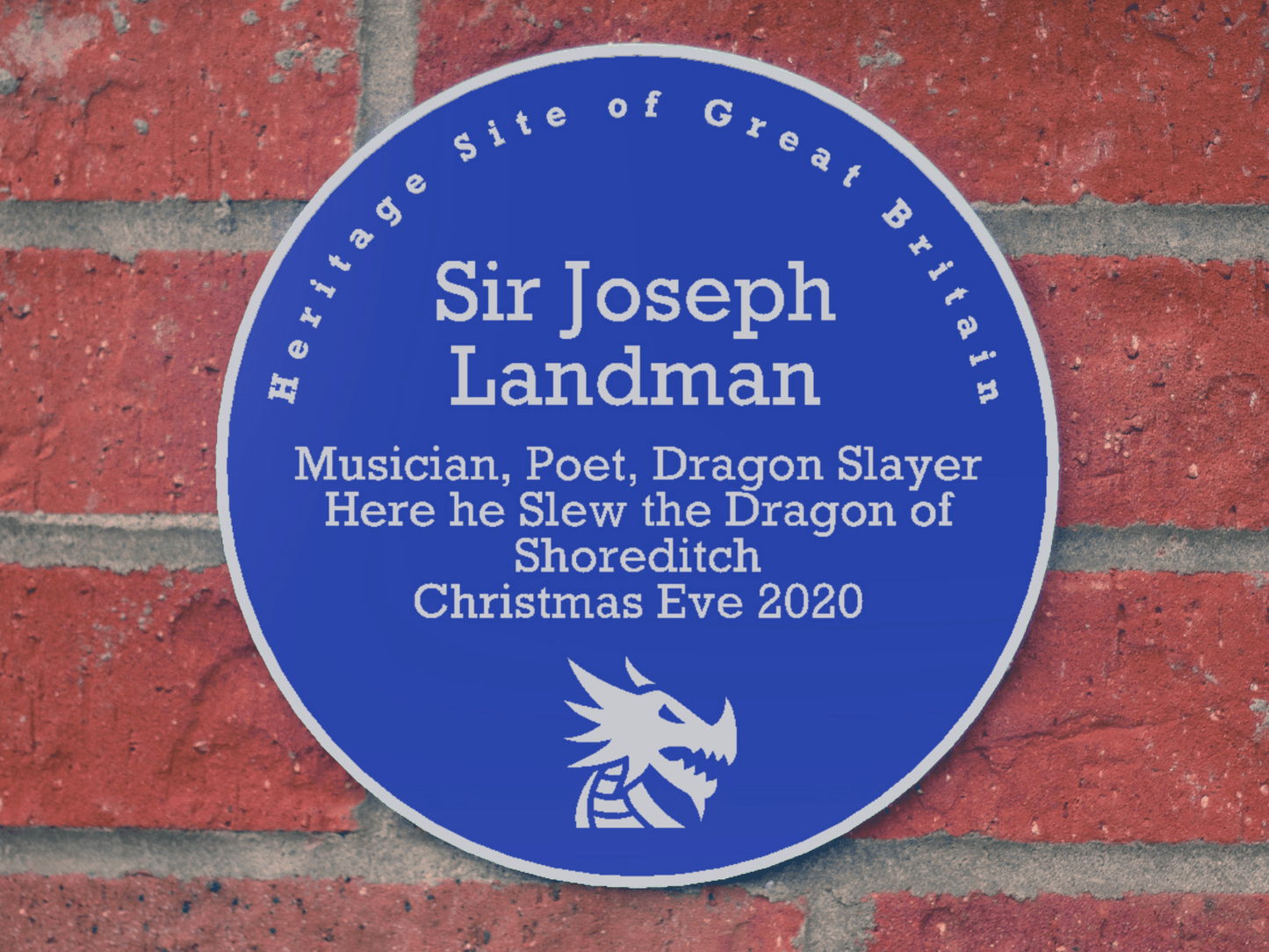 Custom National Heritage Blue Plaque Replica - The Landman - The Hogarth Workshop