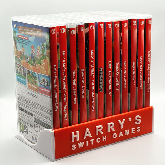 Personalised Nintendo Switch Games Case Holder Stand for Book Shelf - Holds 12 Game Boxes