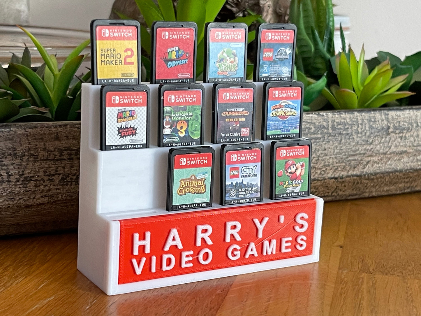 Nintendo Switch Game Stand Holder | Custom Name holds 12 Game Cartridges