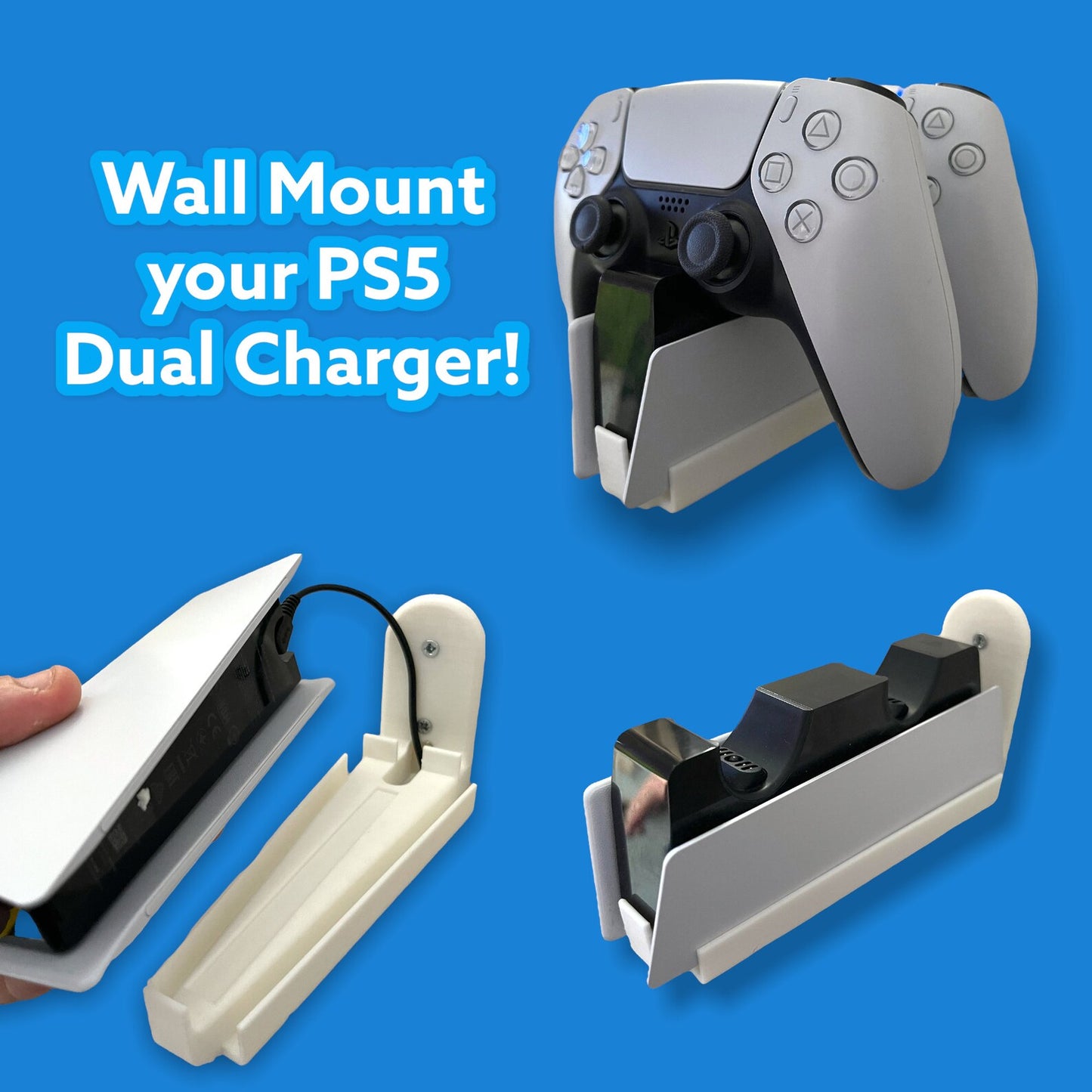 PlayStation 5 DualSense Charger Wall Mount Black and White